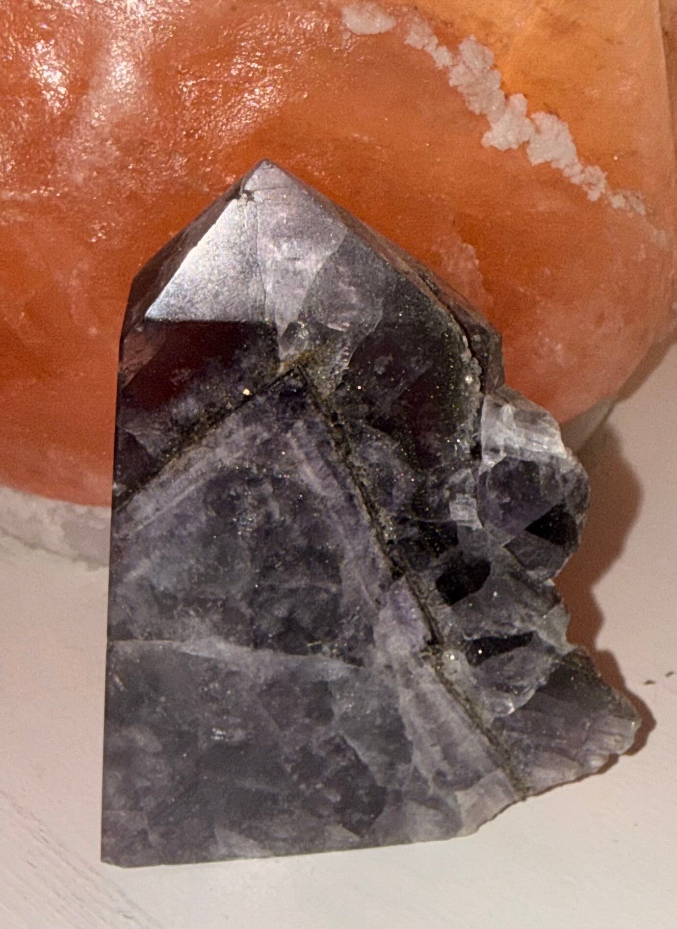 FLOURITE tower with pyrite