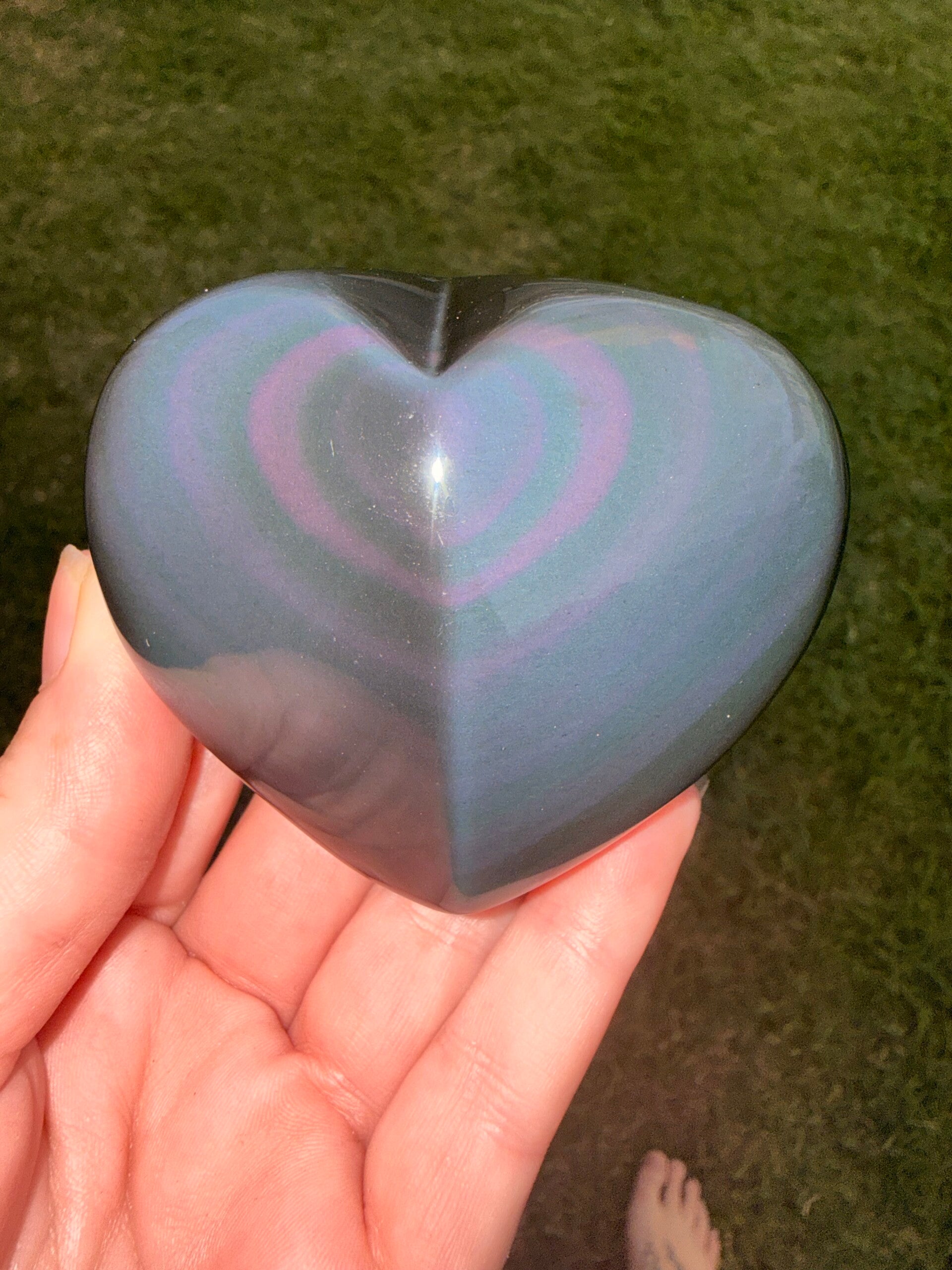 Rainbow obsidian heart