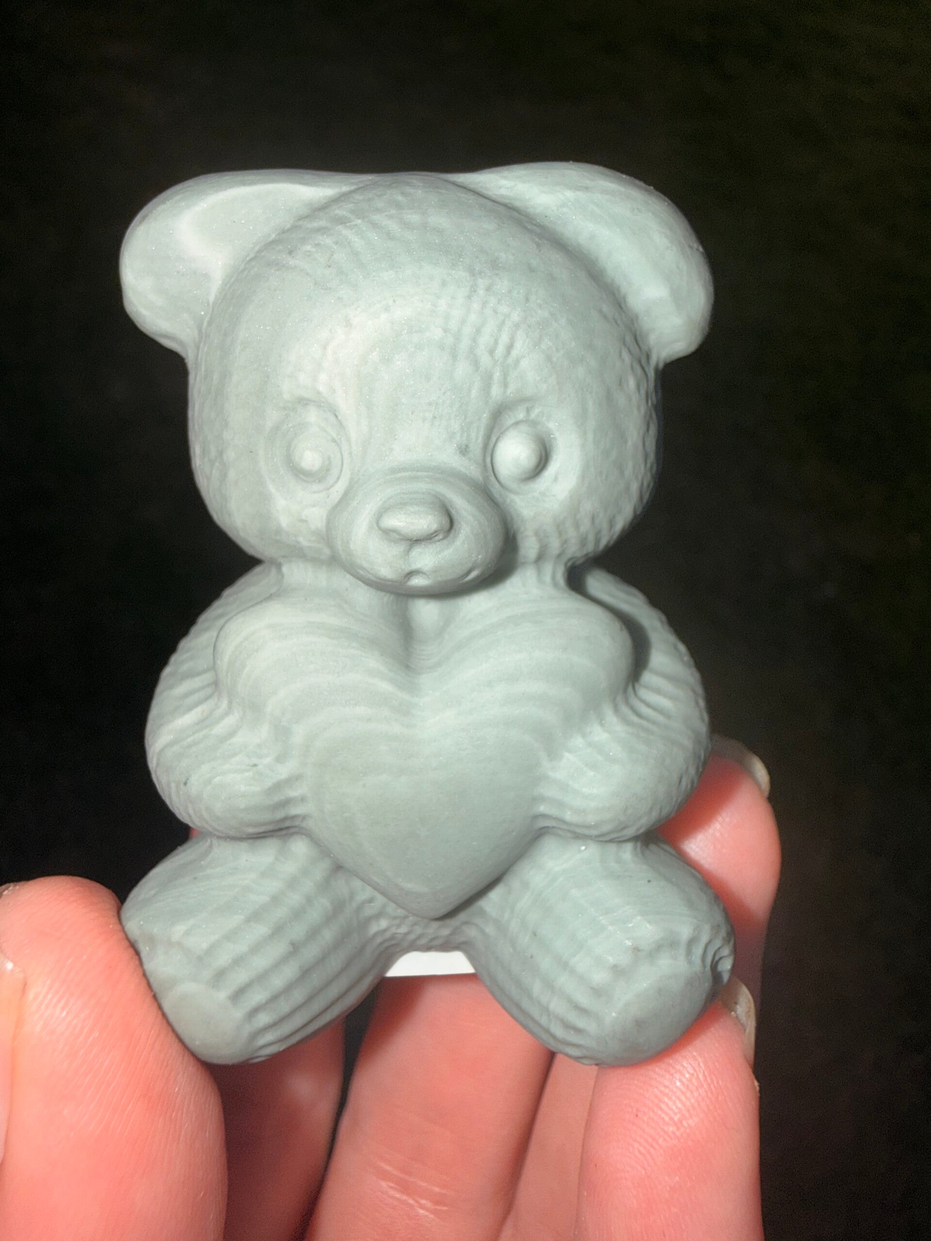 Green jasper teddy bear