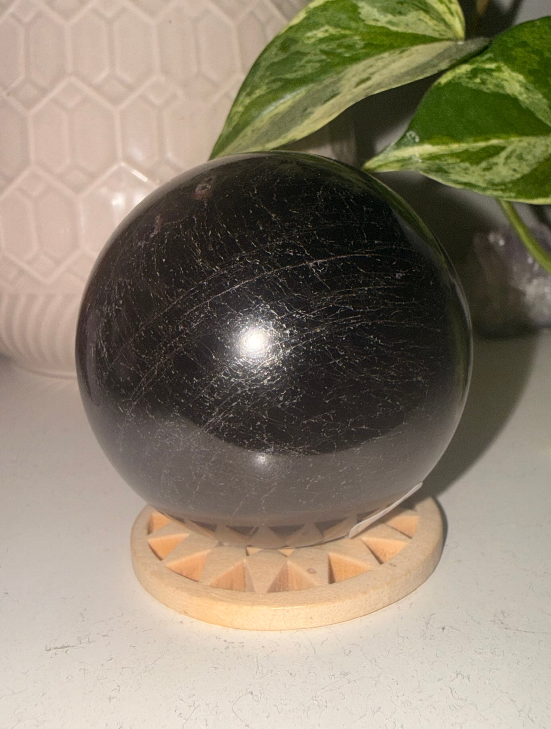 Black tourmaline spheres