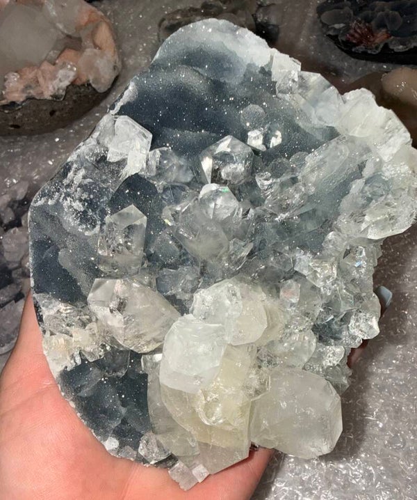 Blue chalcedony and apophyllite