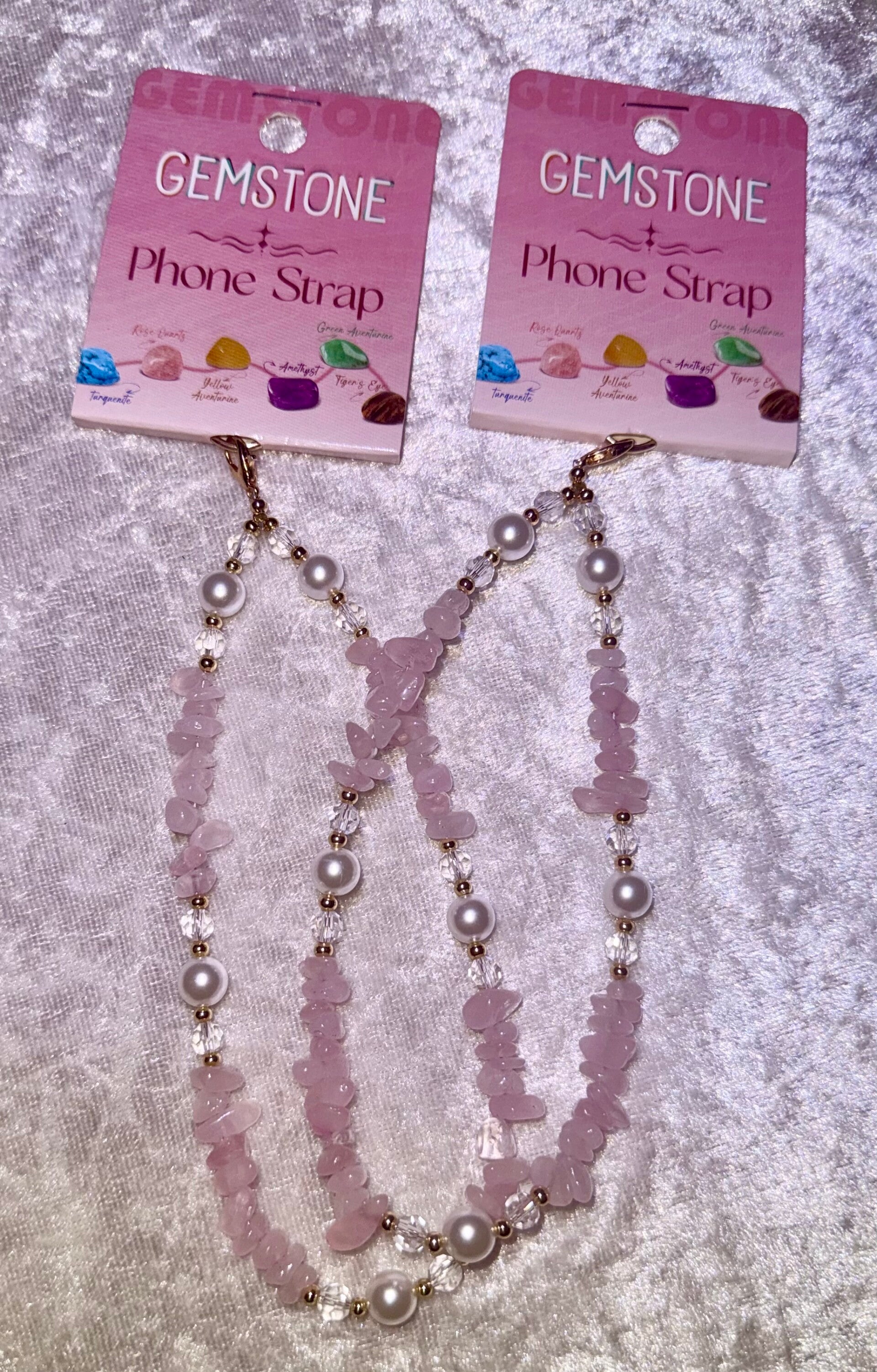 Rose quartz phone strap