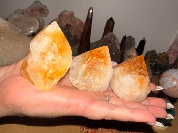 Citrine polished points with raw base