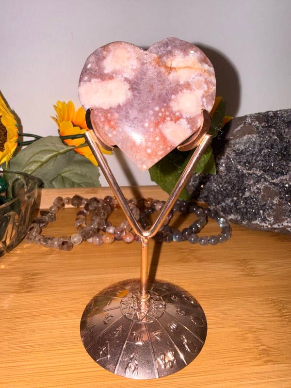 Flower agate amethyst heart