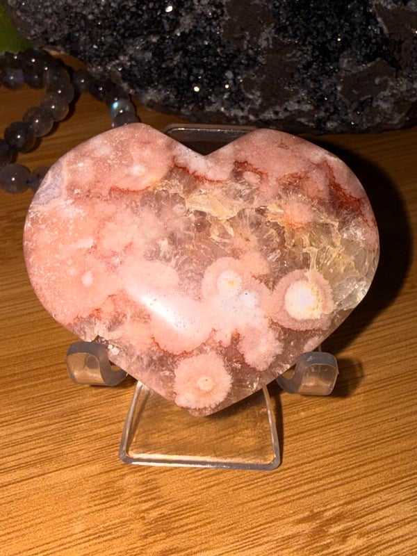Flower agate amethyst heart
