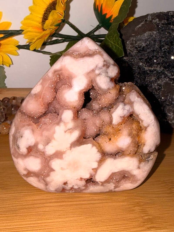 Flower agate pink amethyst
