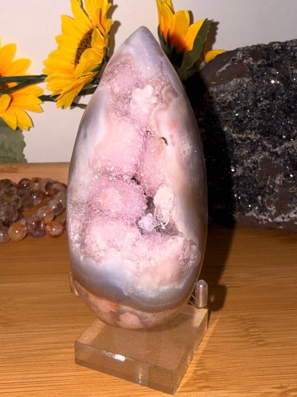 Flower agate amethyst  egg