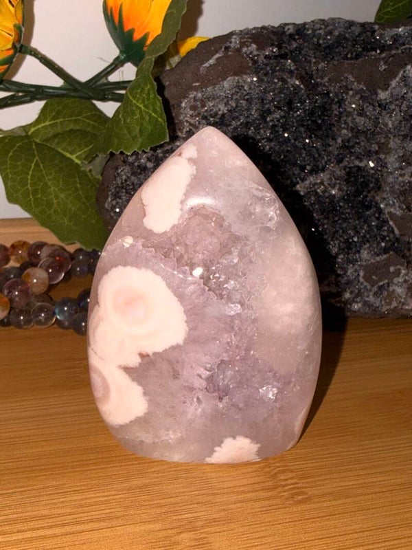 Flower agate pink amethyst