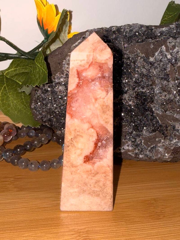 Pink amethyst flower tower