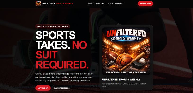 UNFILTERED Sports Weekly website example