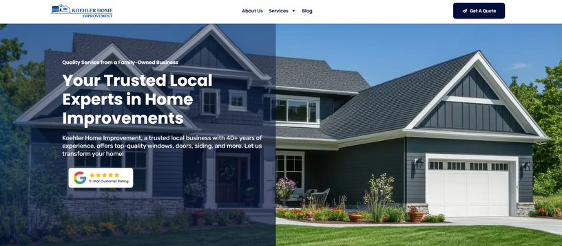 Koehler Home Improvement website example