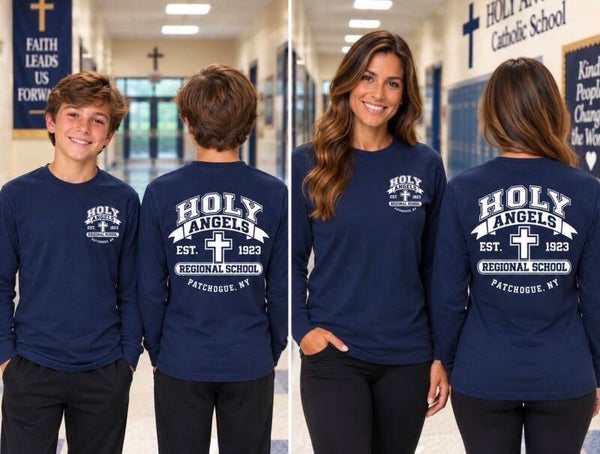 Holy Angels Long Sleeve T-Shirt with Front Left Chest and Full Back Design