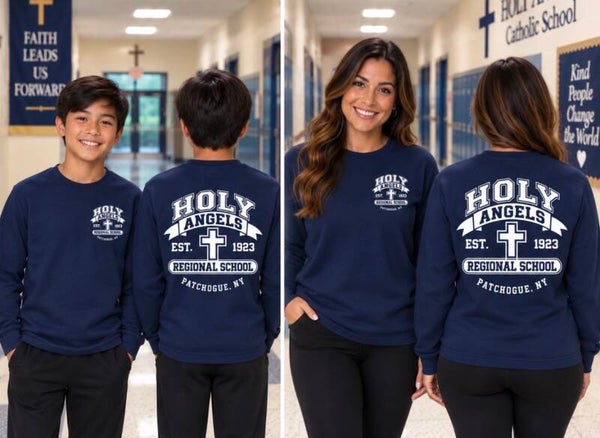 Holy Angels Crew Neck Sweatshirt with Left Front Chest and Full Back