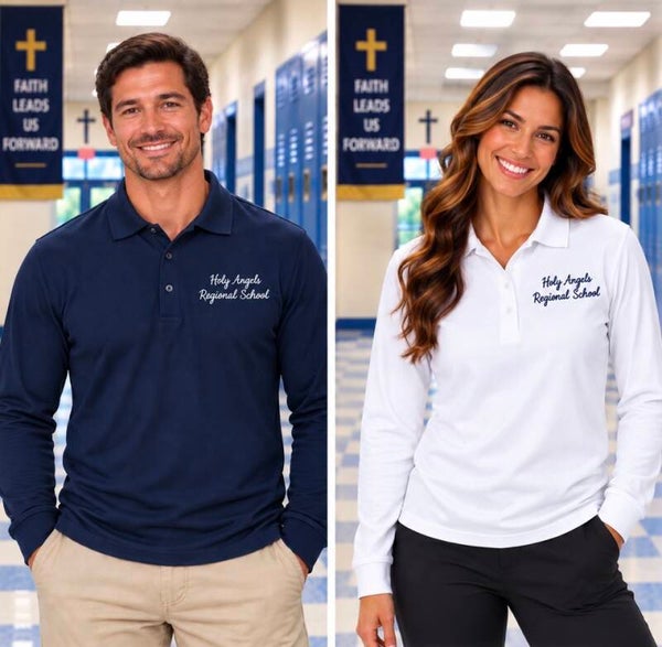 Holy Angels Long Sleeve Polo Shirt With Left Front Chest Logo