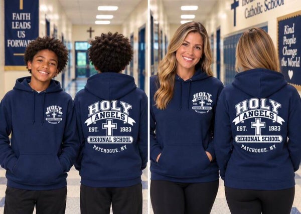 Holy Angels Hooded Sweatshirt with Left Front Chest and Full Back