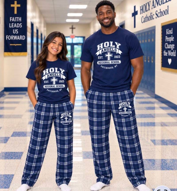 Holy Angels Plaid Pajama Pants with Logo