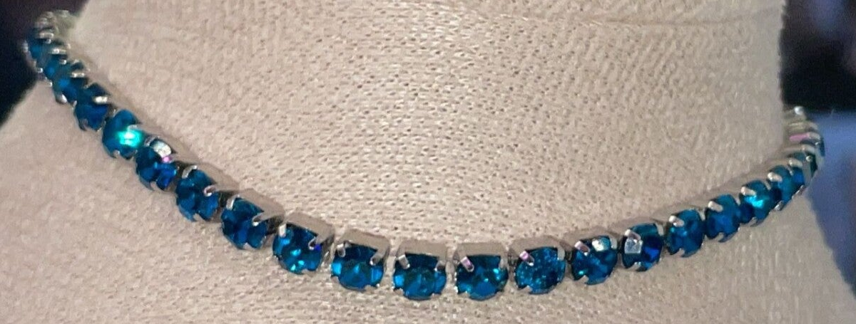 Bracciale tennis acciaio inossidabile azzurro scuro