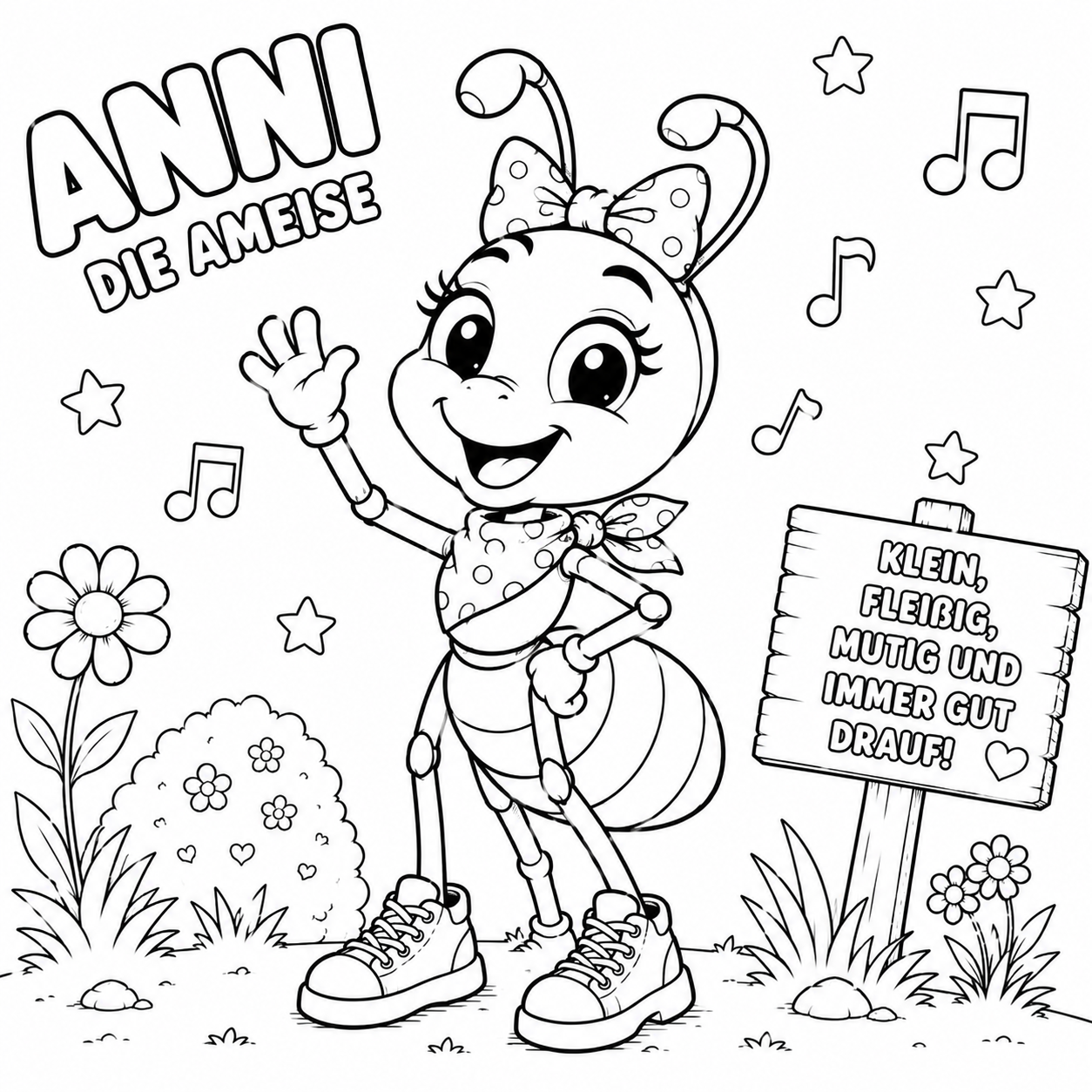 Ausmalbild von Anni der Ameise