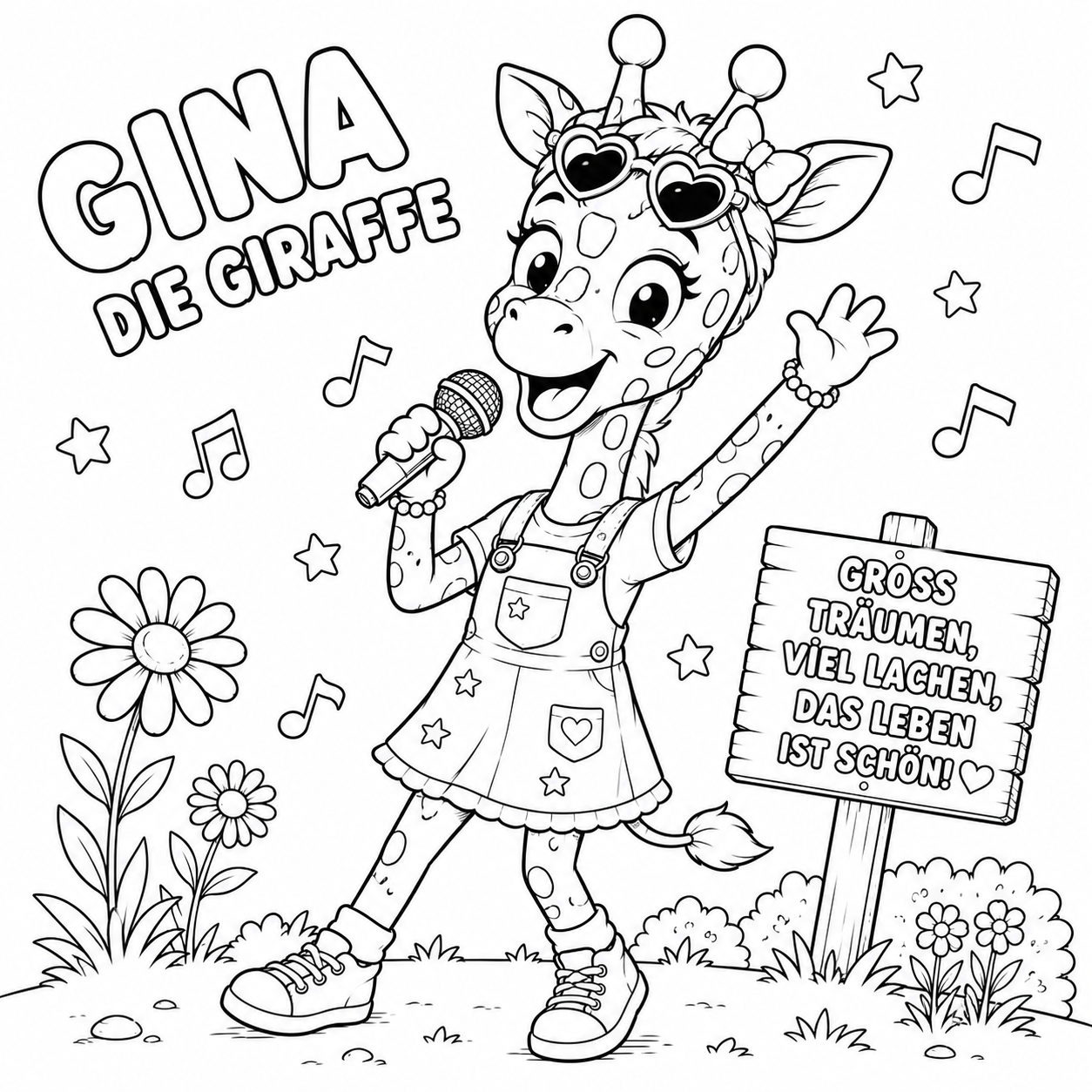 Ausmalbild von Gina der Giraffe