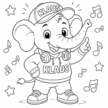 Ausmalbild von Klaus dem Elefanten