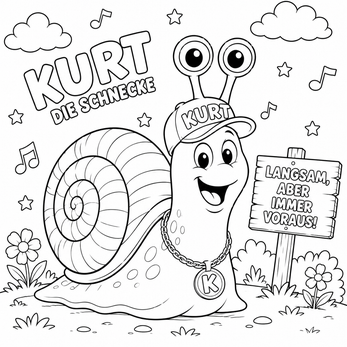 Ausmalbild von Kurt der Schnecke