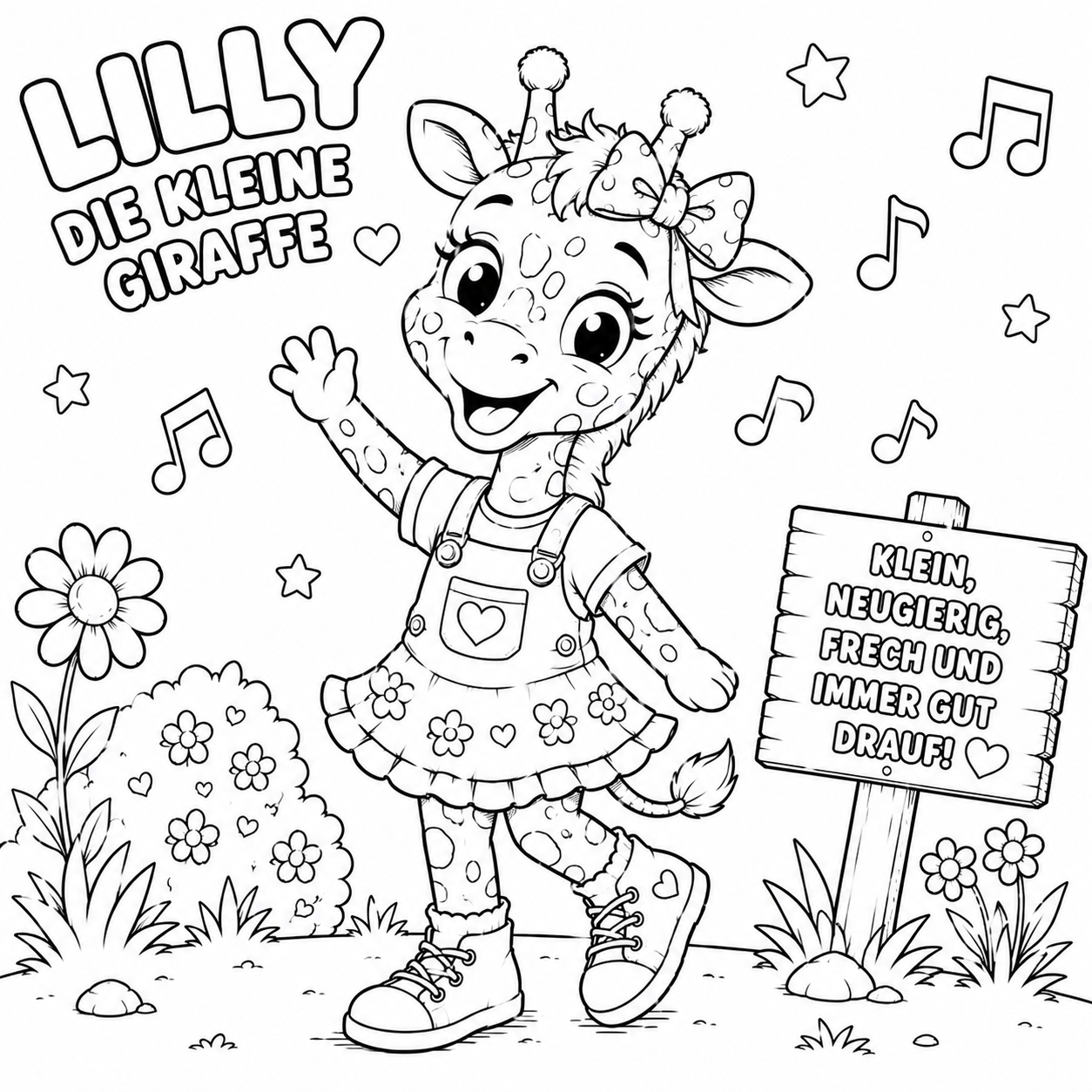 Ausmalbild von Lilly der kleinen Giraffe