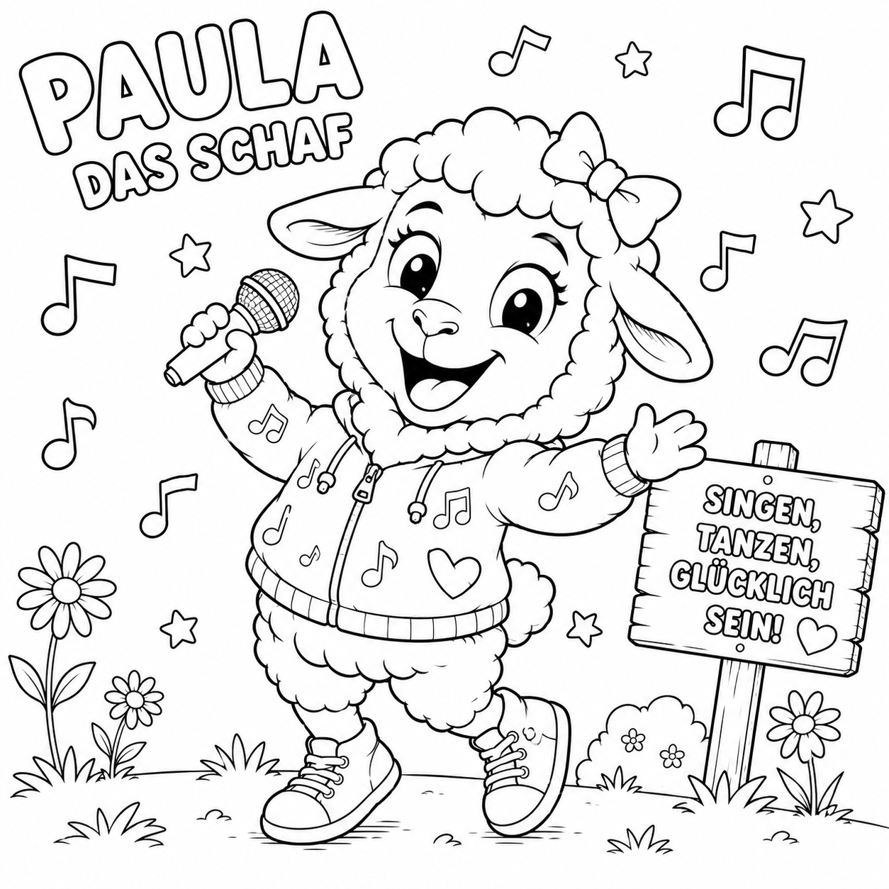Ausmalbild von Paula dem Schaf
