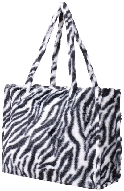 Shopper fluffy zebra print - 36x29x13.5cm