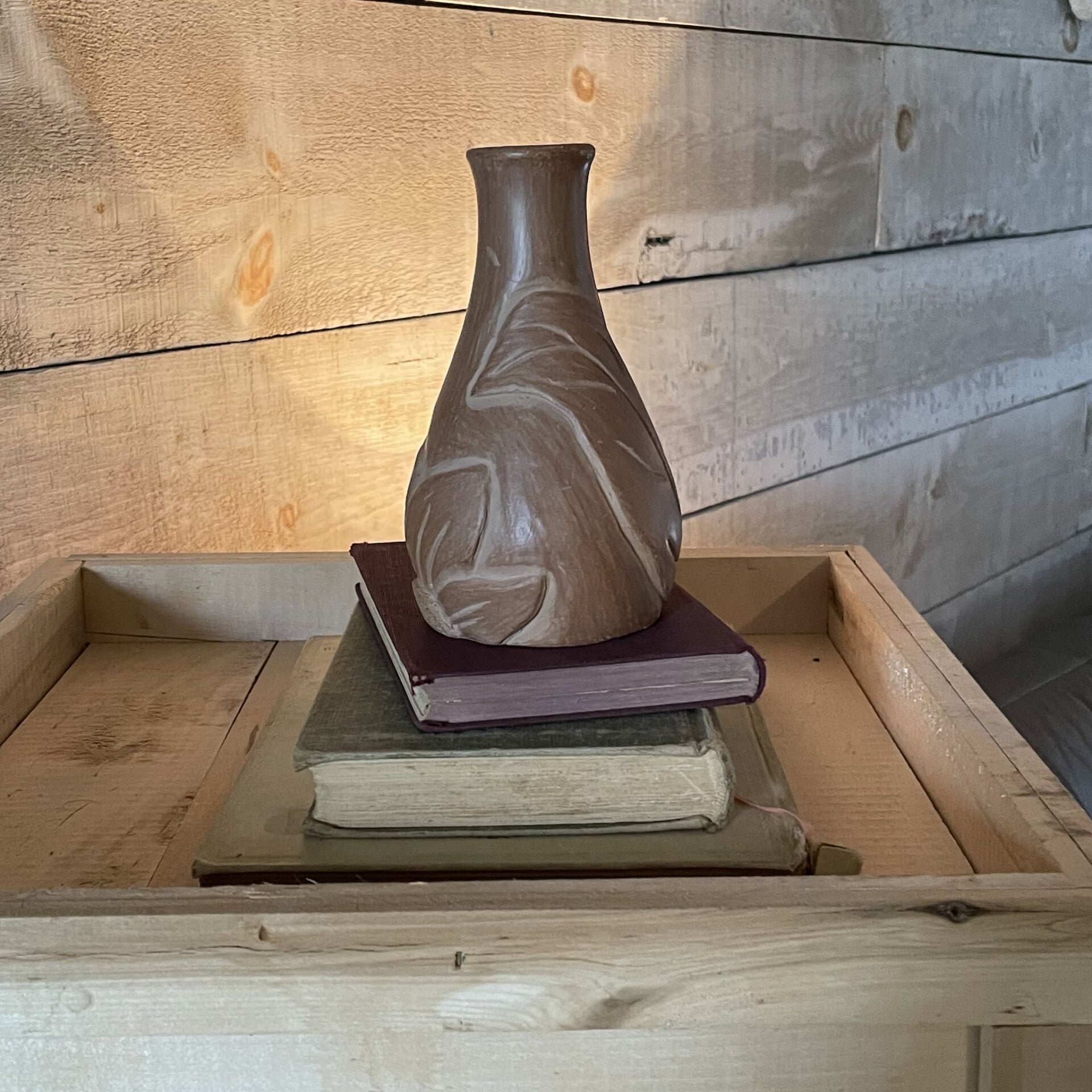 Signed clay vase handcrafted in Cuba