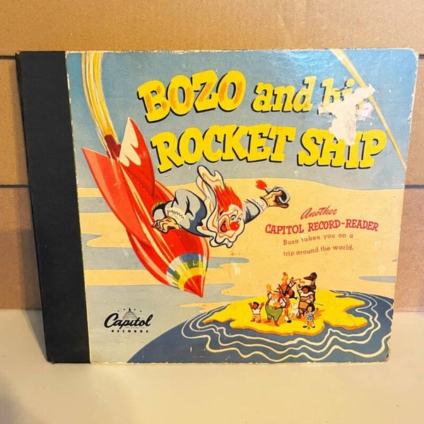 Vintage 1947 Bozo and His Rocket Ship Capitol Record-Reader children's book