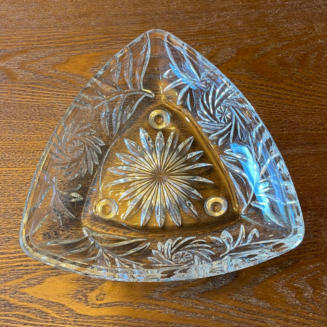 Vintage Footed Triangle Pressed Glass Dish