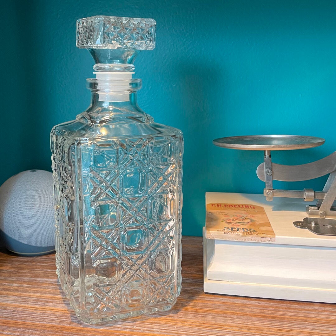 Pressed Glass Square Decanter