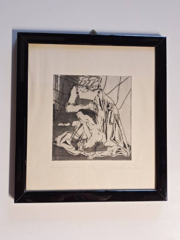 cod.737 Acquaforte + Incisione firmata con cornice del 1975