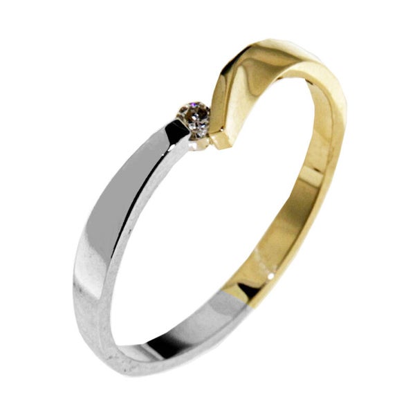 BU005 14 Karaats bi-color gouden fantasie ring bezet diamant.