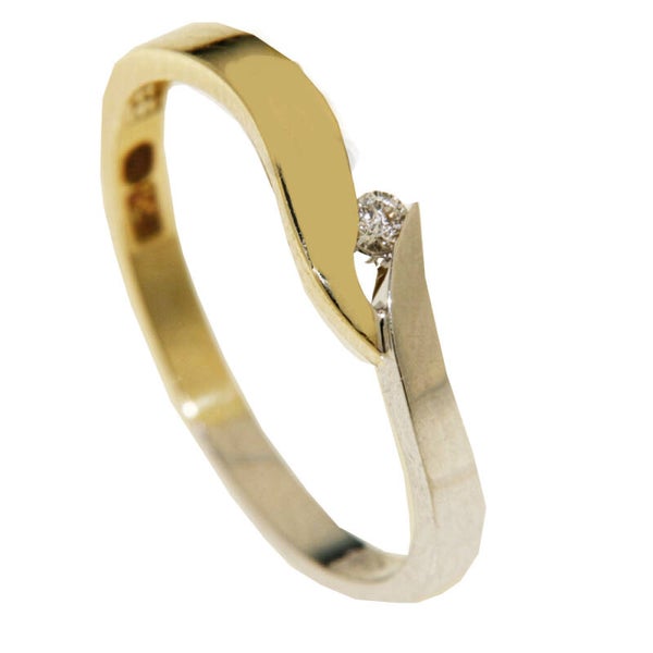 BU035 14 Karaats gouden fantasie-ring met een briljant van 0,03 caraat.
