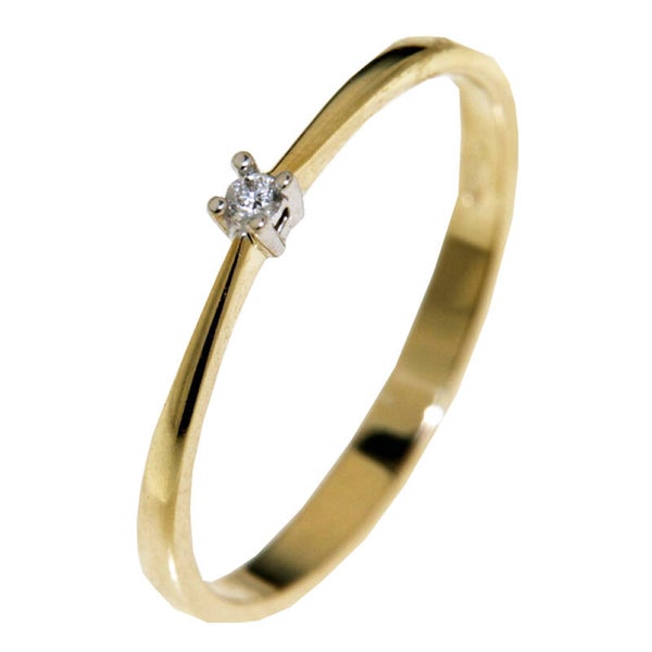 BU037 14 Karaats gouden solitairring met een briljant van 0,025 caraat.