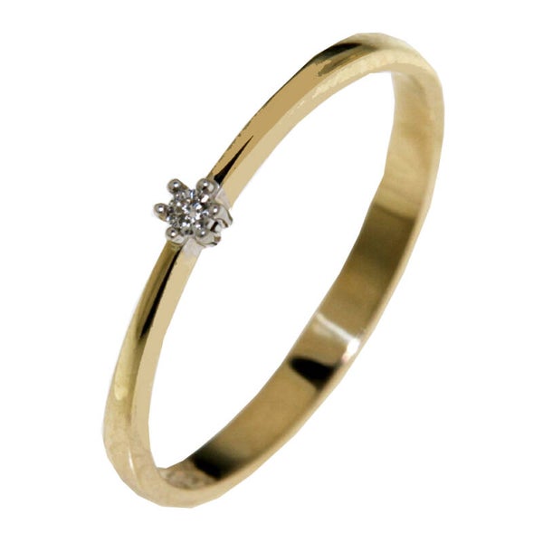 BU039 14 Karaats gouden solitairring met een briljant van 0,025 caraat.