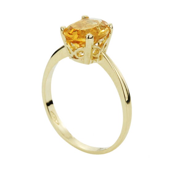 BU054 14 Karaats geelgouden solitair-ring met kleursteen.