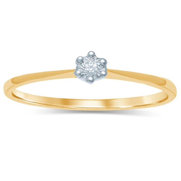 GTD060 14 Karaats gouden solitair-ring met een briljant in chaton illusion.