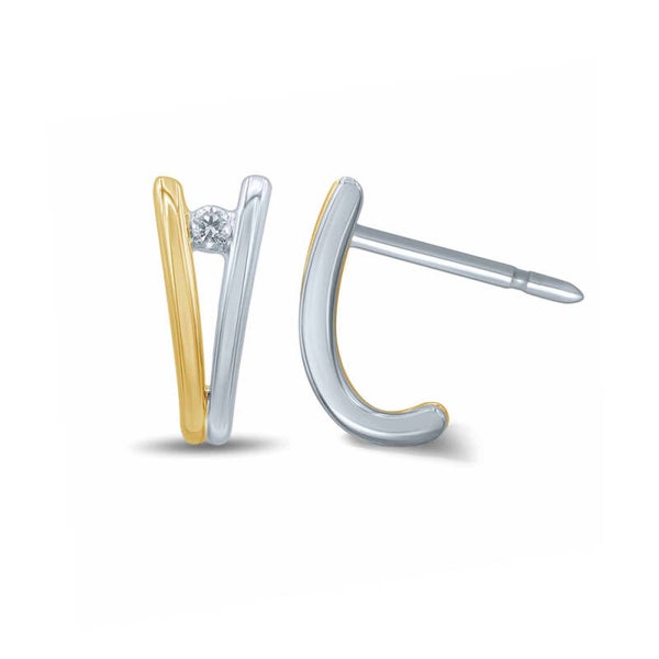 GTD352 14 Karaats gouden fantasie oorknoppen bezet met twee briljanten.