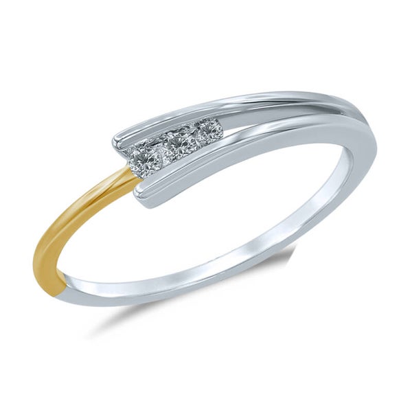 GTD359 14 Karaats gouden fantasie ring bezet met drie briljanten.