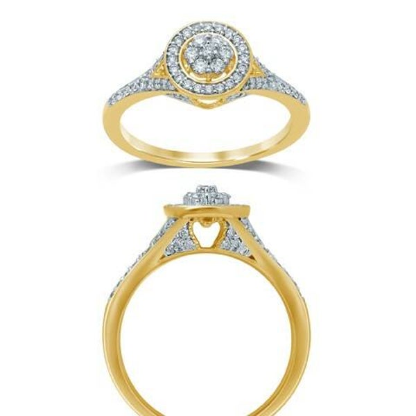 GTD808 14 Karaats gouden entourage-ring bezet met briljanten.