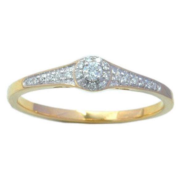 GTD812 * 14 Karaats gouden solitair ring bezet met briljant.