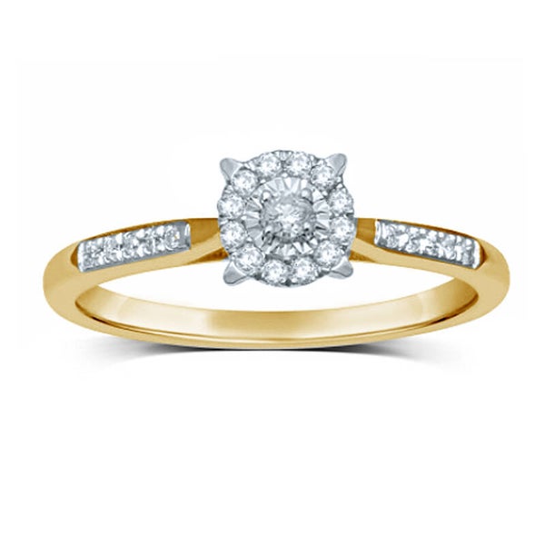 GTD929 14 Karaats gouden aanzoeksring bezet met 0,20 caraat briljanten.