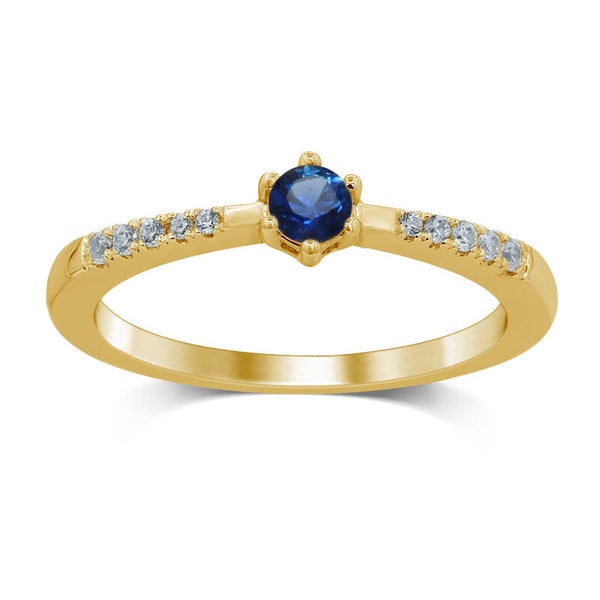 GTK51-S 14 Karaats gouden solitairring met saffier en diamanten.