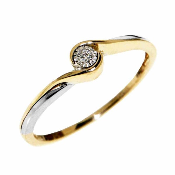 GTQ008 14 Karaats bi-color gouden fantasie ring bezet met diamant.