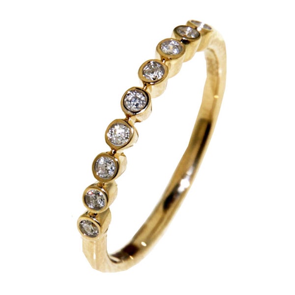 GTQ018  14 Karaats gouden aanschuif ring met een briljant van 0.10 caraat.