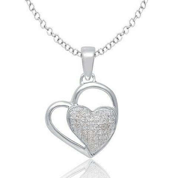 GTQ027 14 Karaats gouden hart-hanger bezet met diamanten. (Excl. collier)