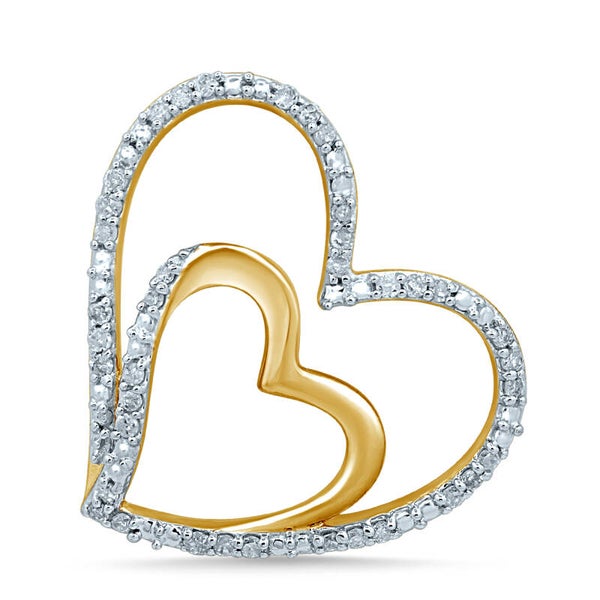 GTQ051 14 Karaats gouden hart-hanger bezet met diamanten. (Excl. collier)