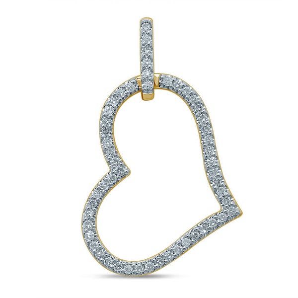 GTQ057 14 Karaats gouden hart-hanger bezet met diamanten. (Excl. collier)